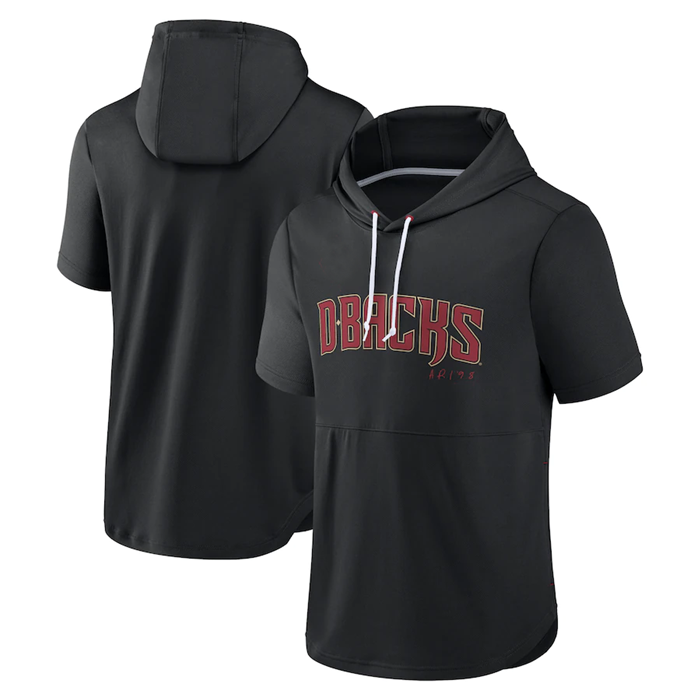 Men's Arizona Diamondbacks Black Sideline Training Hooded Performance T-Shirt - Click Image to Close